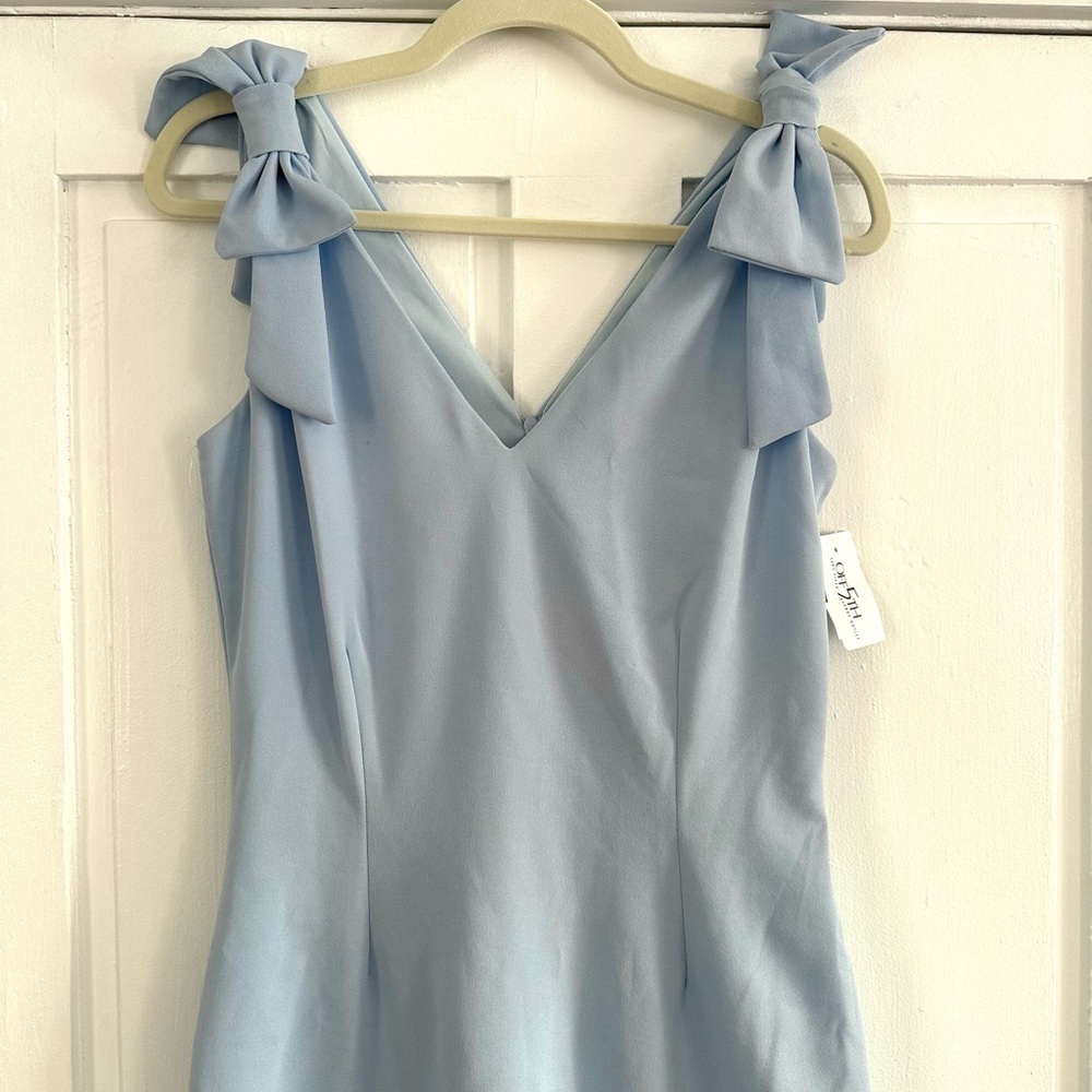 THE FASHION POET Bow Light Blue Bodycon Wedding Guest Dress | size large | NWT - Picture 4 of 6